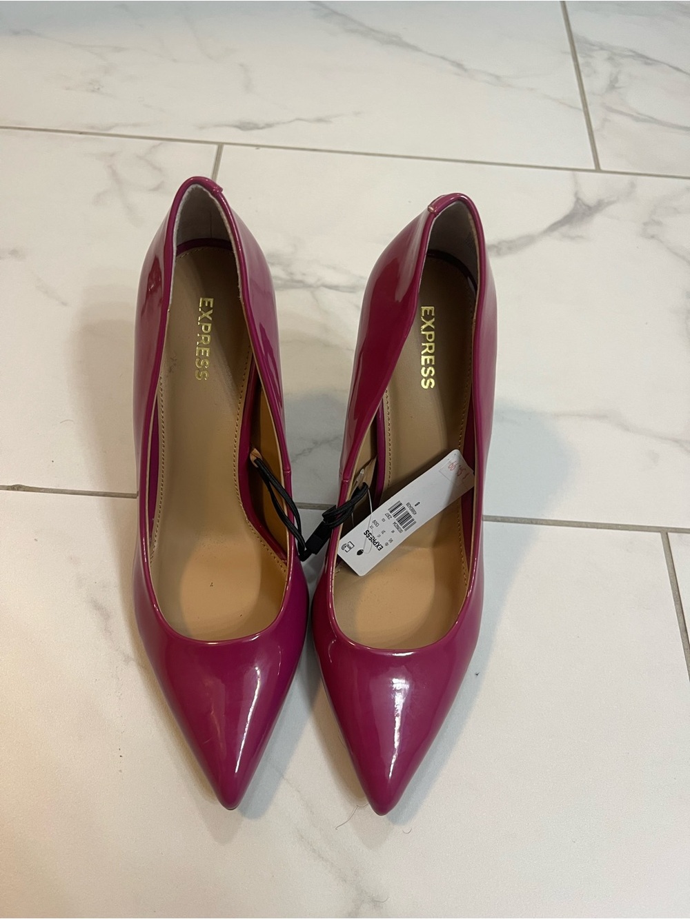 Express Patent Pointed Toe Pumps - Magenta